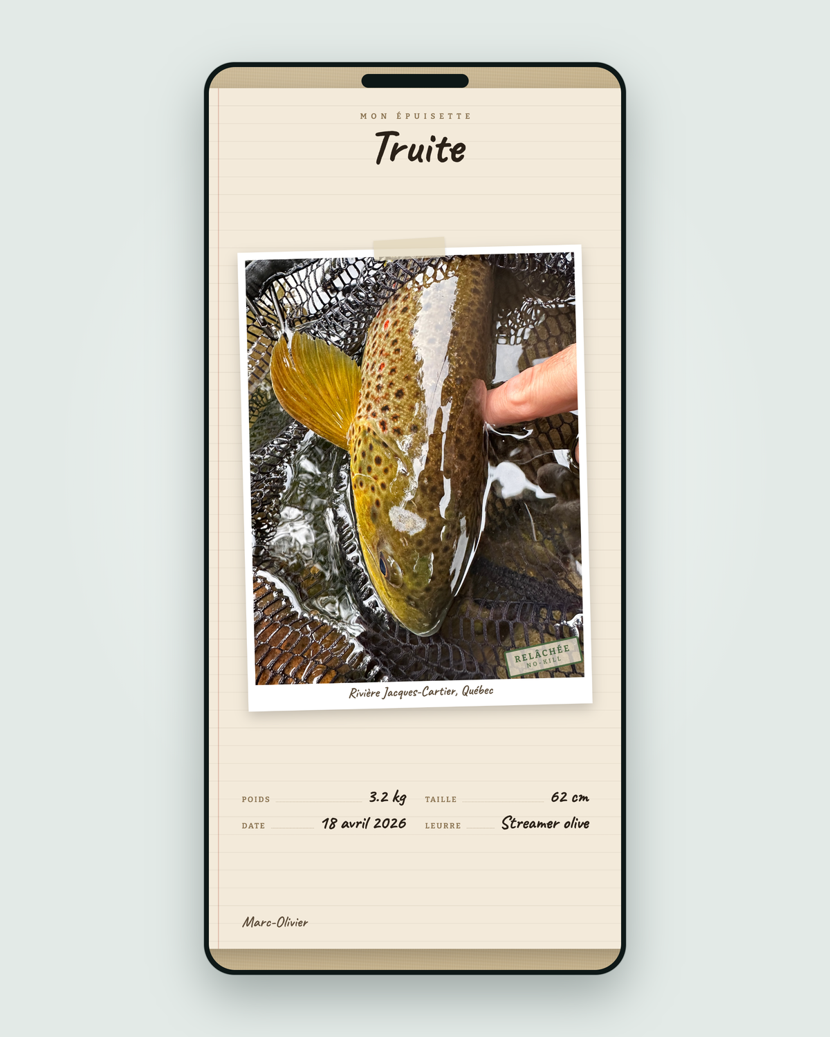 Une carte de la saison affichée sur un téléphone